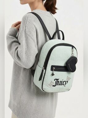 Juicy Couture Wingin It Backpack w/ Matching Coin Bag Pastel Turquoise Butterly